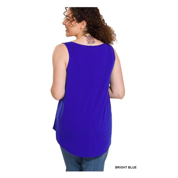 Women's Plus Size Sleeveless Top Relaxed Fit Bright Blue - Picture 3 of 4